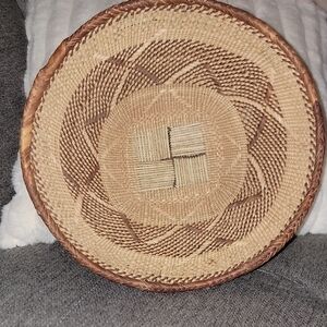 BaTonga Winnowing Basket Handwoven Basket with Geometric Pattern